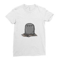 Headstone With Hearts Pixel Art Headstone Ladies Fitted T-shirt | Artistshot