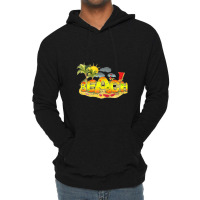 Multicolored Beach Word On Beach With Flip Flops  Coconut Palm Trees A Lightweight Hoodie | Artistshot