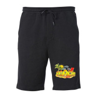 Multicolored Beach Word On Beach With Flip Flops  Coconut Palm Trees A Fleece Short | Artistshot