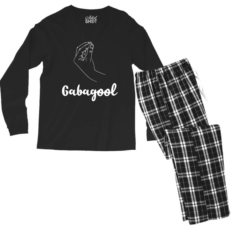 Gabagool Italian American Meat With Hand Sign Funny Design Men's Long Sleeve Pajama Set | Artistshot