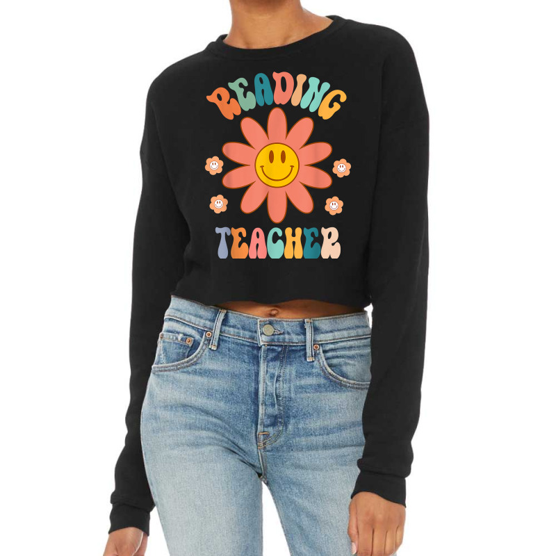 Funny Reading Teacher Rainbow Back To School Appreciation T Shirt Cropped Sweater by cm-arts | Artistshot