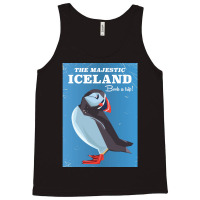 Majestic Iceland Puffin Vintage Travel Poster Tank Top | Artistshot