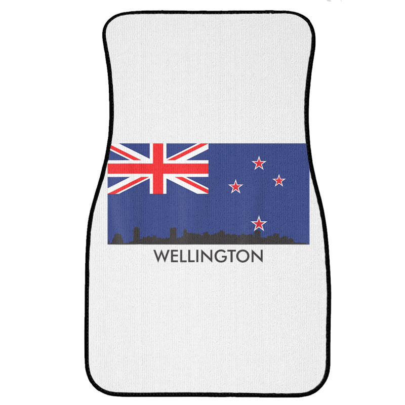 Wellington Skyline New Zealand Flag T Shirt Front Car Mat | Artistshot