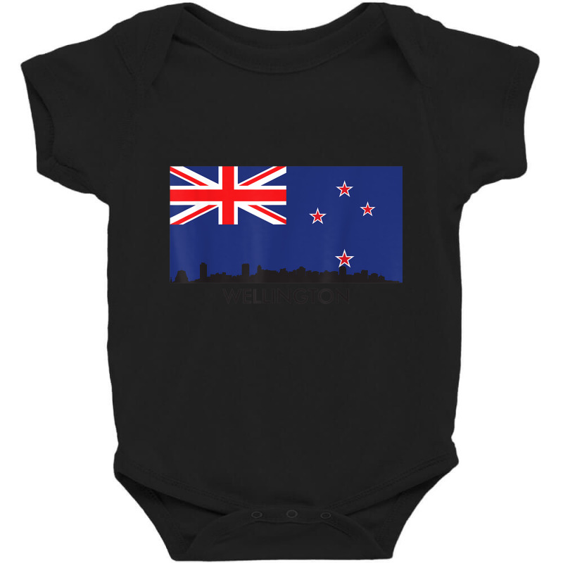 Wellington Skyline New Zealand Flag T Shirt Baby Bodysuit | Artistshot