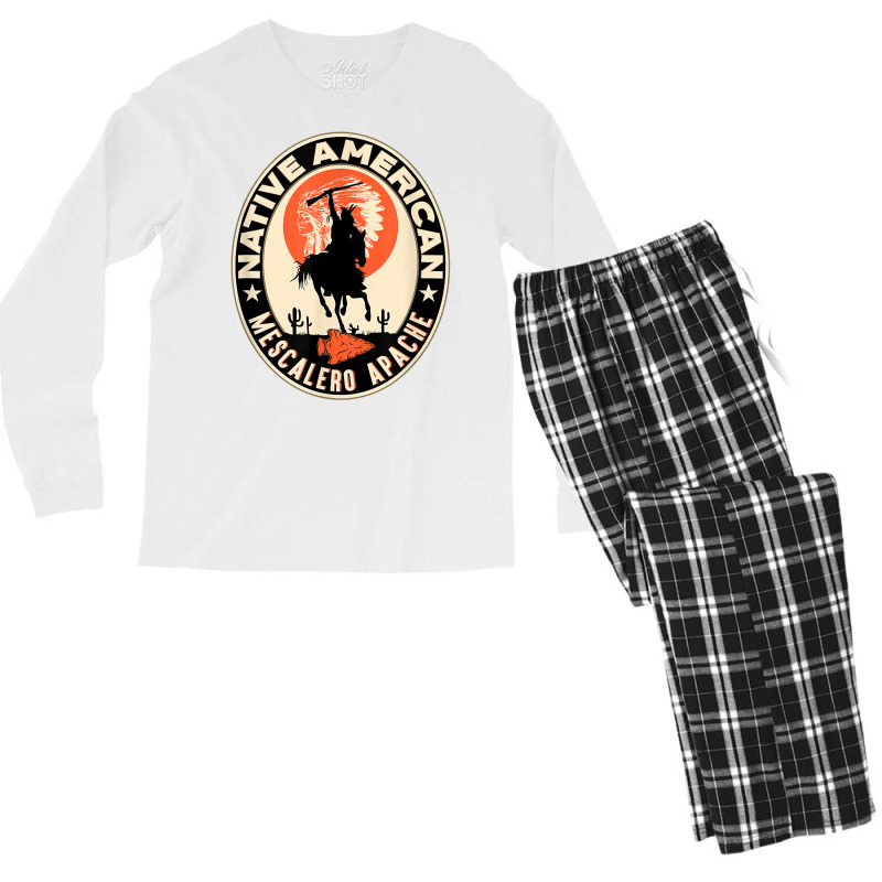 Mescalero Apache Strong Native American Indian Tribe Pride T Shirt Men's Long Sleeve Pajama Set by birijeboto | Artistshot