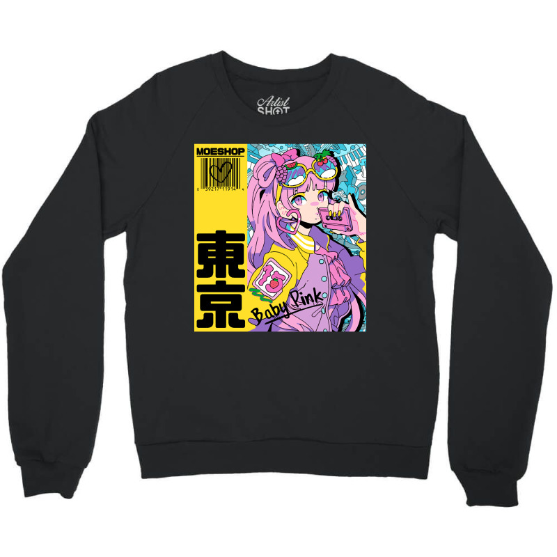 Anime Girl Pink Crewneck Sweatshirt by King Davila | Artistshot