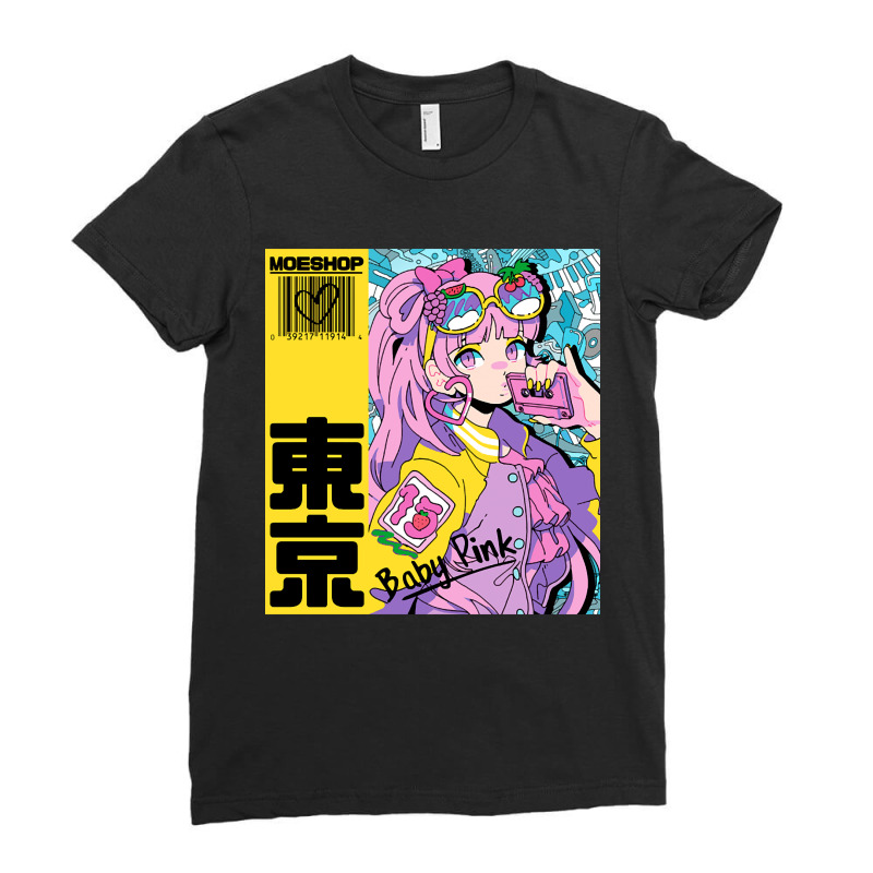 Anime Girl Pink Ladies Fitted T-Shirt by King Davila | Artistshot