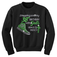 Stepping Into My 38th Birthday With God Bling Rhinestone T Shirt Youth Sweatshirt | Artistshot