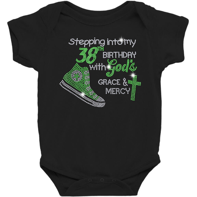 Stepping Into My 38th Birthday With God Bling Rhinestone T Shirt Baby Bodysuit by cm-arts | Artistshot