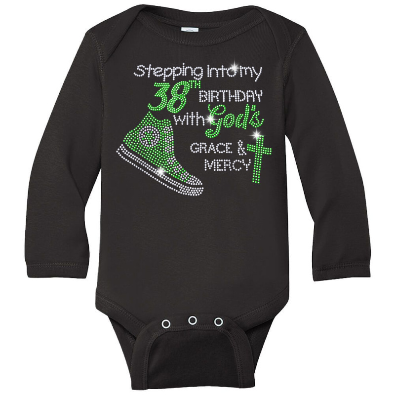 Stepping Into My 38th Birthday With God Bling Rhinestone T Shirt Long Sleeve Baby Bodysuit by cm-arts | Artistshot