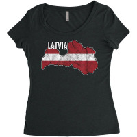 Vintage Patriotic Letts Latvians Pride Latvia Flag Women's Triblend Scoop T-shirt | Artistshot