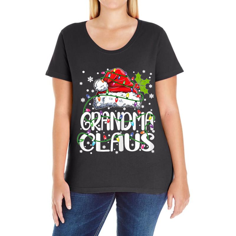 Womens Grandma Claus Christmas Lights Pajama Family Matching Ladies Curvy T-Shirt by MICHAELFRANCISSMITH | Artistshot