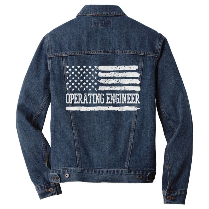 Operating Engineer Usa Flag Men Denim Jacket | Artistshot