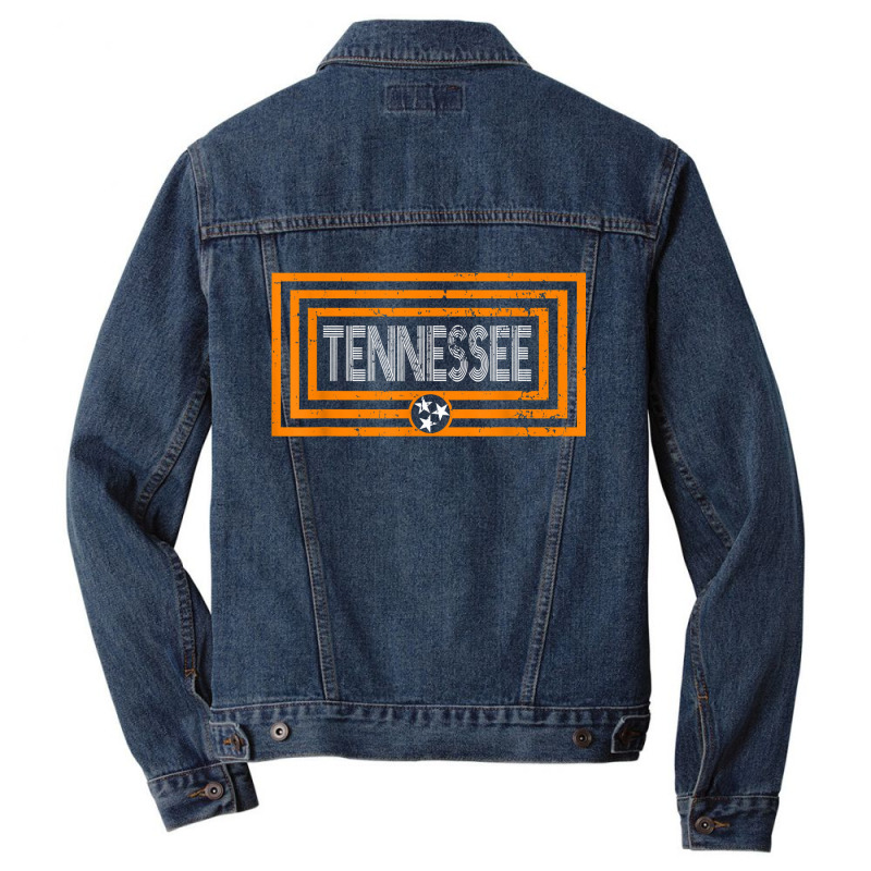 Orange _ White Tennessee State Flag Retro Vintage Tennessee Men Denim Jacket by ToraHernton | Artistshot