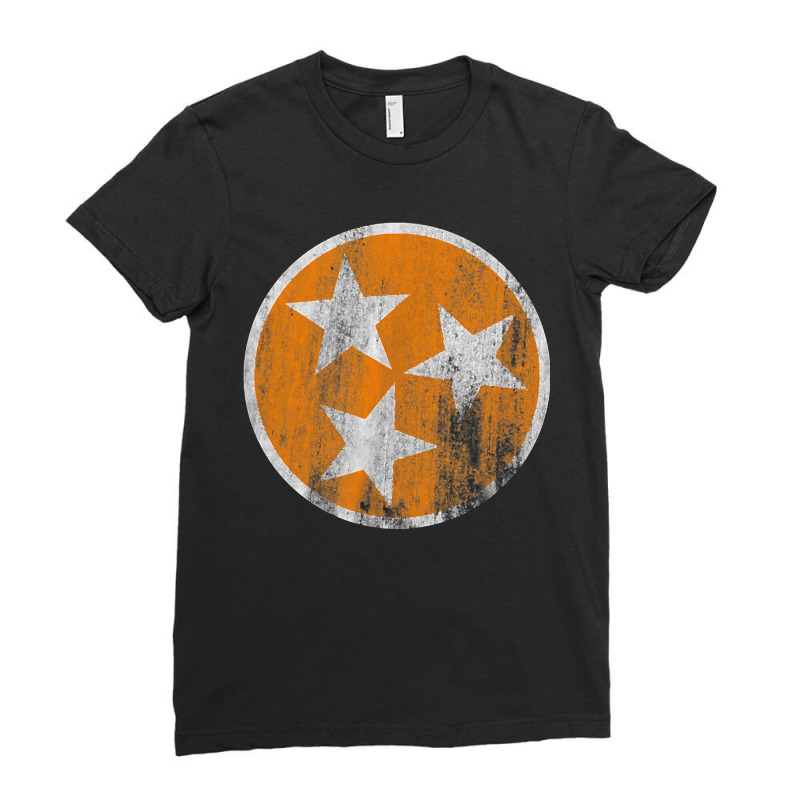 Orange Tennessee Flag Volunteer State Stars Vintage Ladies Fitted T-Shirt by ToraHernton | Artistshot