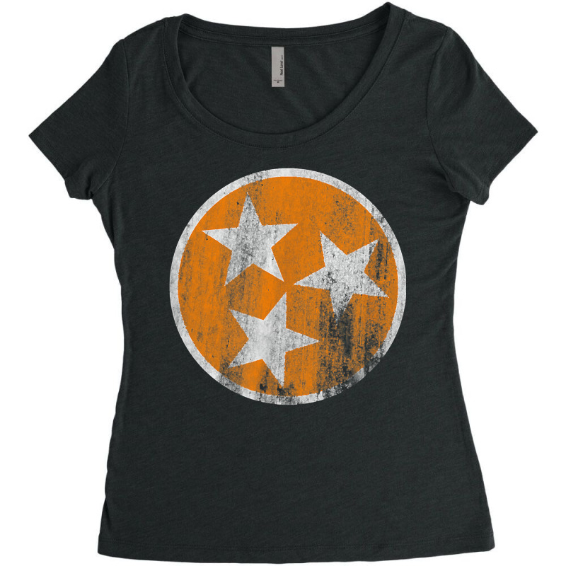 Orange Tennessee Flag Volunteer State Stars Vintage Women's Triblend Scoop T-shirt by ToraHernton | Artistshot