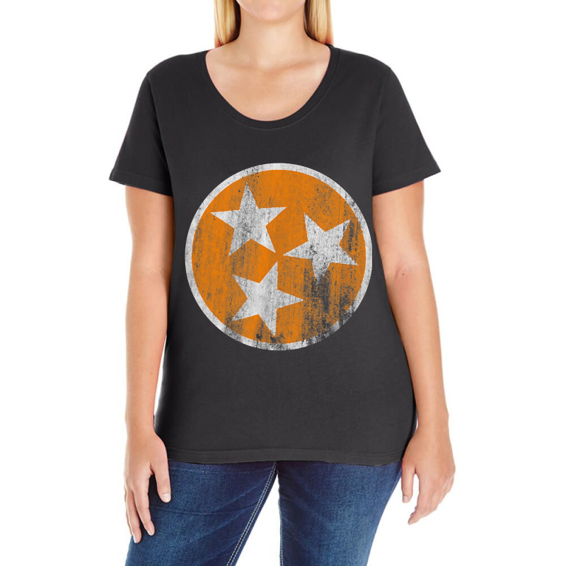 Orange Tennessee Flag Volunteer State Stars Vintage Ladies Curvy T-Shirt by ToraHernton | Artistshot