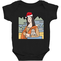 Mona Lisa Holding Cat Christmas Pajama Art Work Painting Sweatshirt Baby Bodysuit | Artistshot