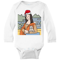 Mona Lisa Holding Cat Christmas Pajama Art Work Painting Sweatshirt Long Sleeve Baby Bodysuit | Artistshot