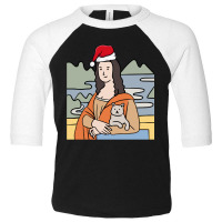 Mona Lisa Holding Cat Christmas Pajama Art Work Painting Sweatshirt Toddler 3/4 Sleeve Tee | Artistshot