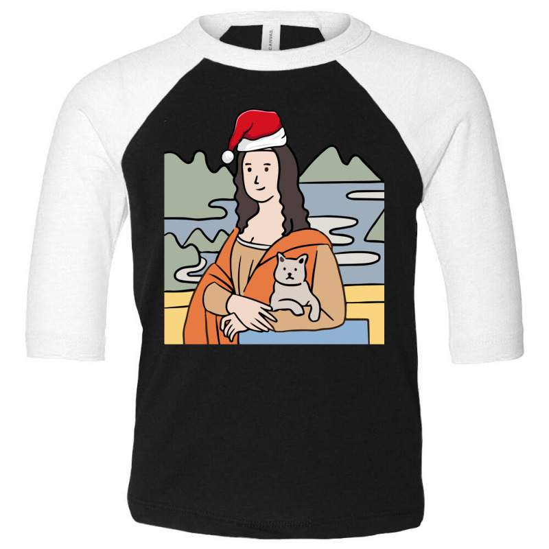 Mona Lisa Holding Cat Christmas Pajama Art Work Painting Sweatshirt Toddler 3/4 Sleeve Tee by cm-arts | Artistshot