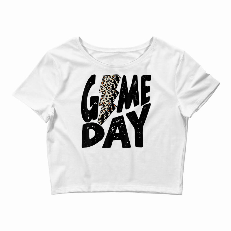 Game Day Game Day Leopard Lightning Bolt T Shirt Crop Top by cm-arts | Artistshot