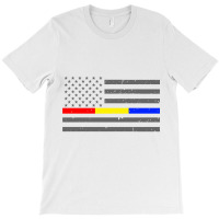 Thin Red Gold Blue Line Flag Emergency Services Sweatshirt T-shirt | Artistshot