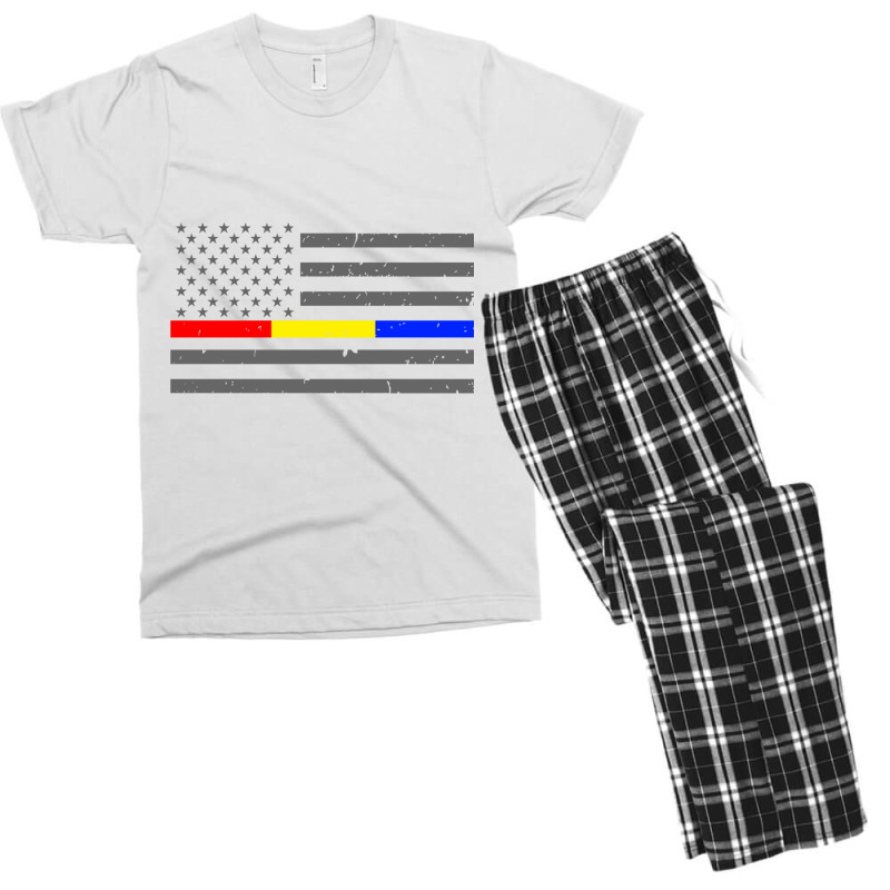 Thin Red Gold Blue Line Flag Emergency Services Sweatshirt Men's T-shirt Pajama Set | Artistshot