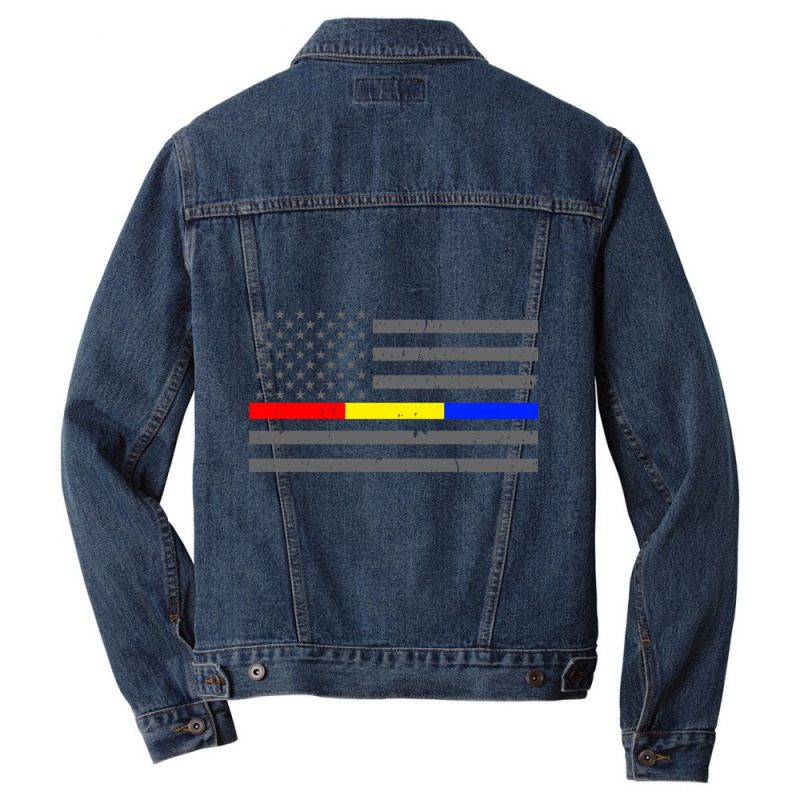 Thin Red Gold Blue Line Flag Emergency Services Sweatshirt Men Denim Jacket | Artistshot