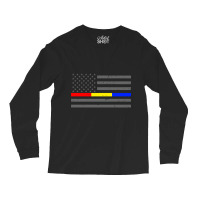 Thin Red Gold Blue Line Flag Emergency Services Sweatshirt Long Sleeve Shirts | Artistshot