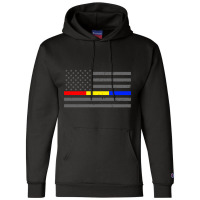 Thin Red Gold Blue Line Flag Emergency Services Sweatshirt Champion Hoodie | Artistshot