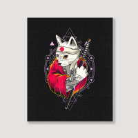 Pagan Occult Japan Flag Kawaii Anime Cat Samurai Pastel Goth Portrait Canvas Print | Artistshot