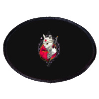 Pagan Occult Japan Flag Kawaii Anime Cat Samurai Pastel Goth Oval Patch | Artistshot