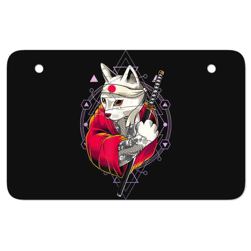 Pagan Occult Japan Flag Kawaii Anime Cat Samurai Pastel Goth Atv License Plate | Artistshot