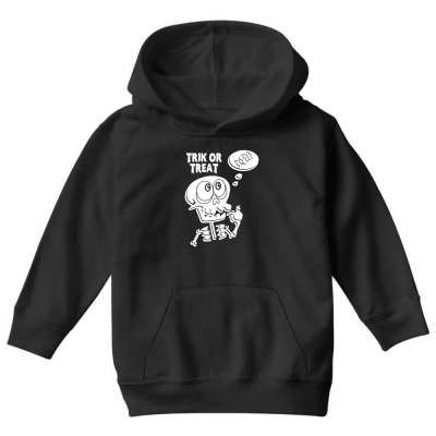 Youth Boy's Glow In The Dark Halloween T Shirt Skeleton Trick Or Treat Youth Hoodie Designed By Haryanti Design