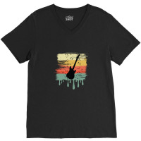 Bass Guitar Vintage Dripping V-neck Tee | Artistshot