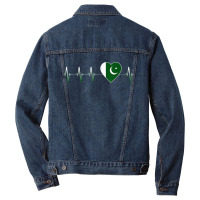 Pakistani Heartbeat I Love Pakistan Flag Heart Pulse Gift Men Denim Jacket | Artistshot