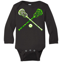 Funny Lacrosse St Patricks Day Boys Men Shamrock Ball T Shirt Long Sleeve Baby Bodysuit | Artistshot