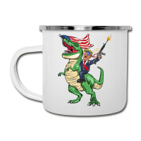 Machine Gun Trump On T Rex Dinosaur With American Flag Camper Cup | Artistshot