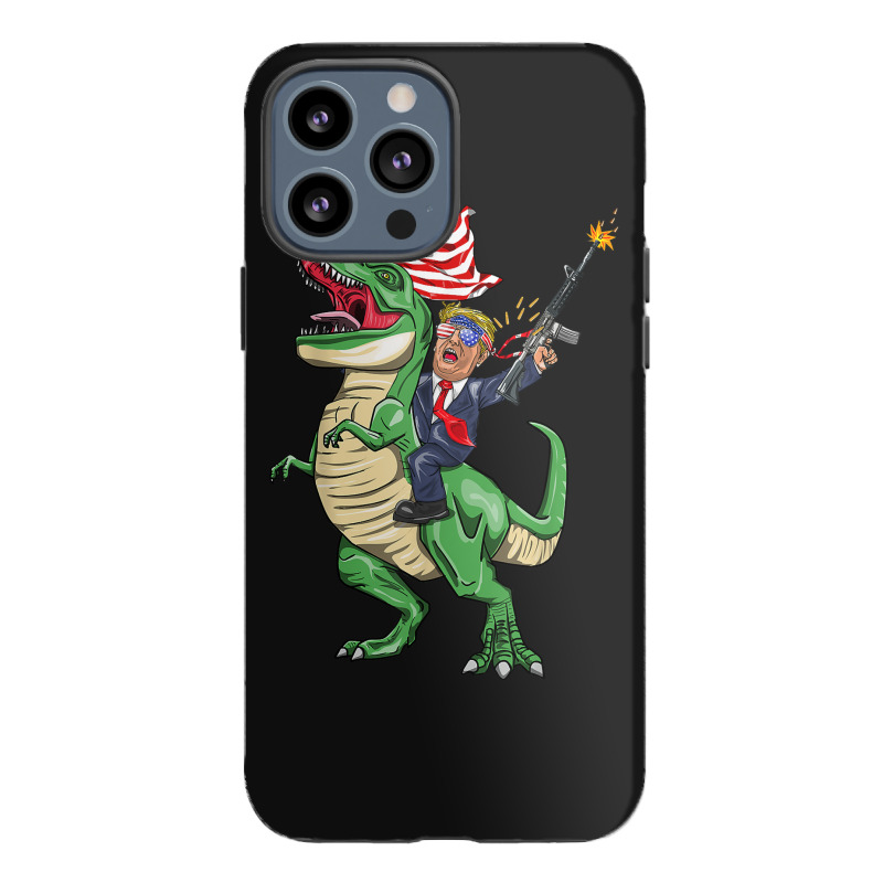 Machine Gun Trump On T Rex Dinosaur With American Flag Iphone 13 Pro Max Case | Artistshot