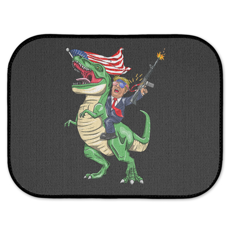 Machine Gun Trump On T Rex Dinosaur With American Flag Rear Car Mat | Artistshot