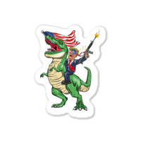 Machine Gun Trump On T Rex Dinosaur With American Flag Sticker | Artistshot