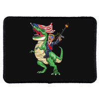 Machine Gun Trump On T Rex Dinosaur With American Flag Rectangle Patch | Artistshot