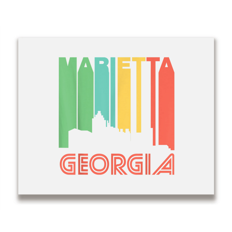 Retro 1970's Style Marietta Georgia Skyline T Shirt Metal Print Horizontal | Artistshot