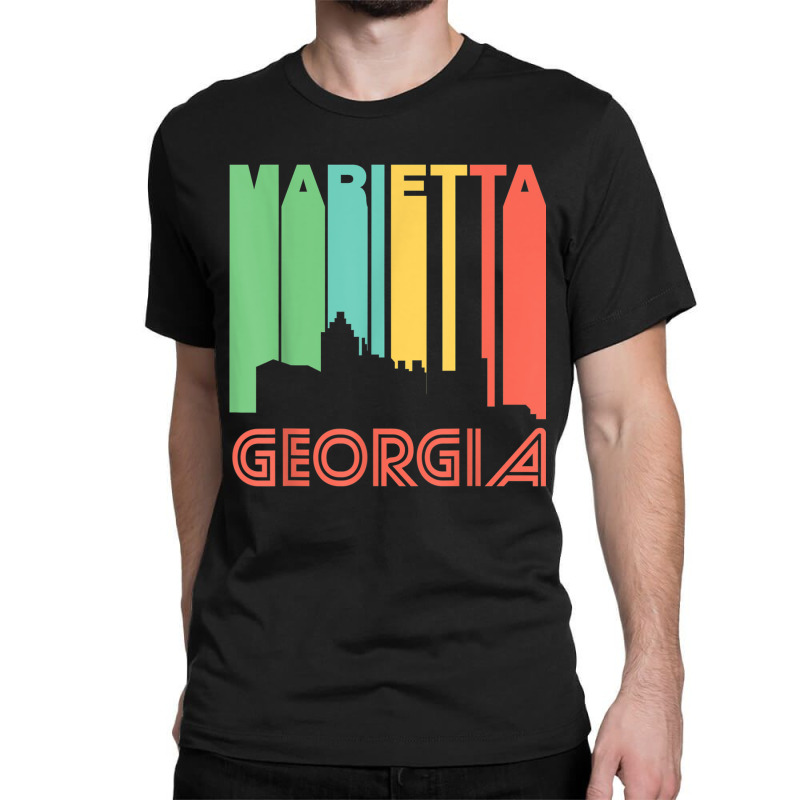 Retro 1970's Style Marietta Georgia Skyline T Shirt Classic T-shirt | Artistshot