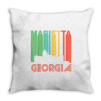 Retro 1970's Style Marietta Georgia Skyline T Shirt Throw Pillow | Artistshot