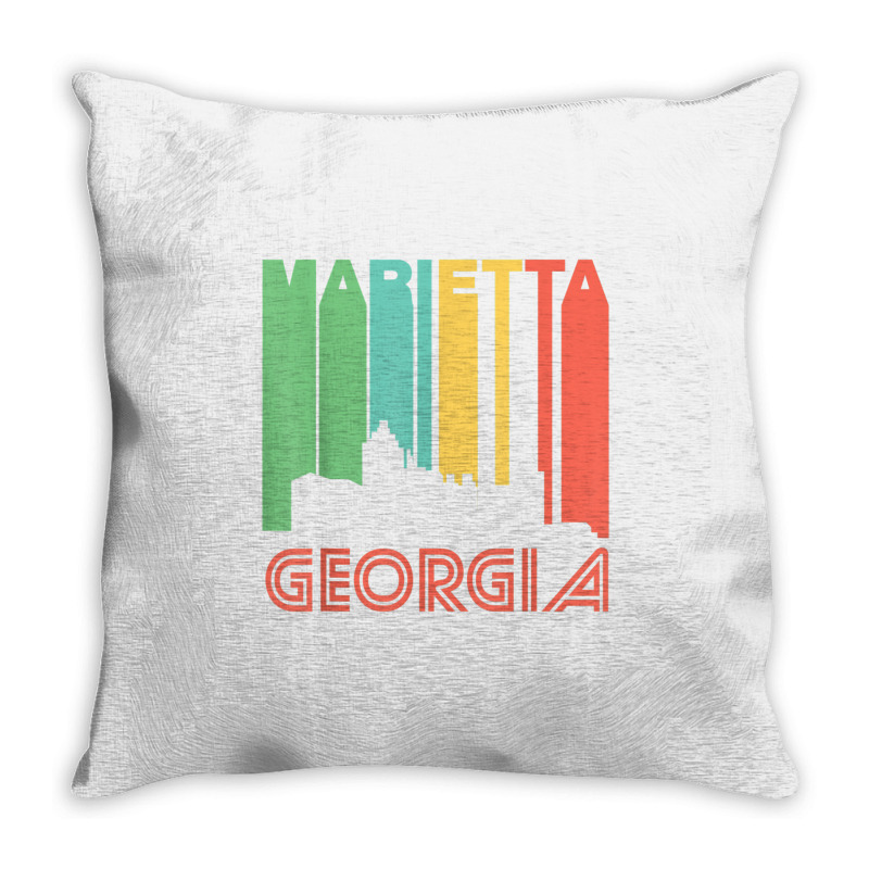 Retro 1970's Style Marietta Georgia Skyline T Shirt Throw Pillow | Artistshot