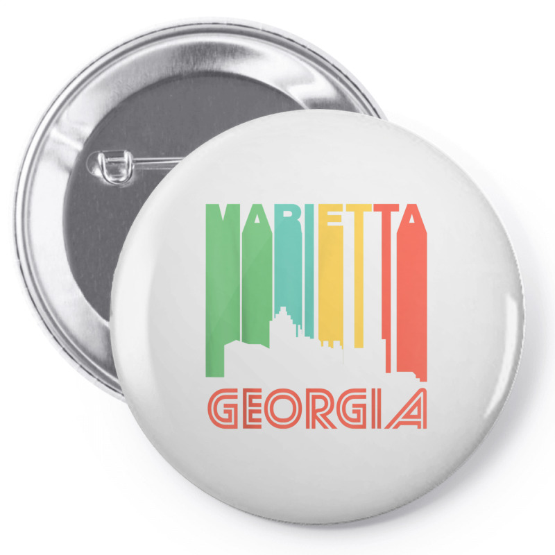 Retro 1970's Style Marietta Georgia Skyline T Shirt Pin-back Button | Artistshot