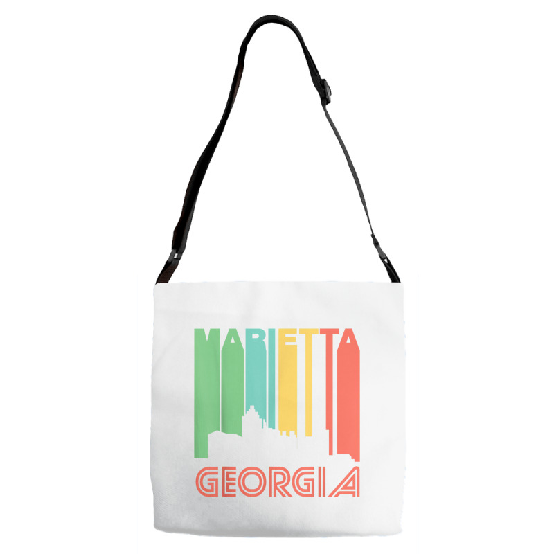 Retro 1970's Style Marietta Georgia Skyline T Shirt Adjustable Strap Totes | Artistshot