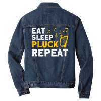 Harpist Eat Sleep Pluck Repeat Harp Player T Shirt Men Denim Jacket | Artistshot